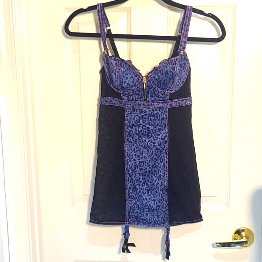 Victoria's Secret Babydoll Garter Dress 34B Bustier 32C